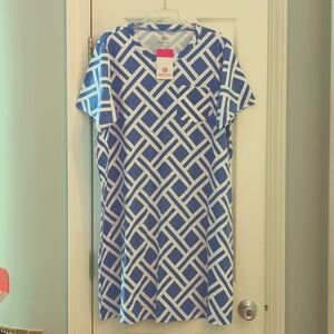 Marleylilly Dress T-Shirt Style 2XL Blue Lattice